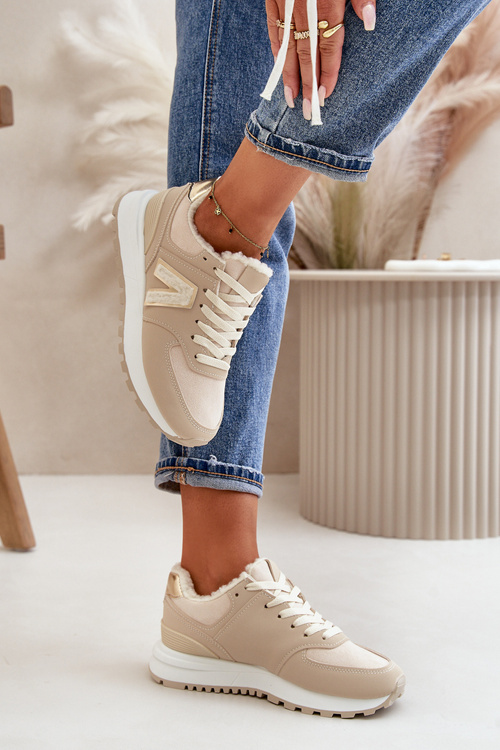 Кросівки Жіночі Спортивні Утеплені Хутром Бежеві Ciamara