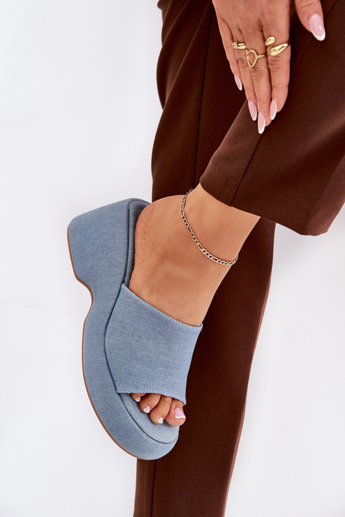 Текстильні Жіночі Сандалі На Платформі І На Котурні Джинсові Afisal