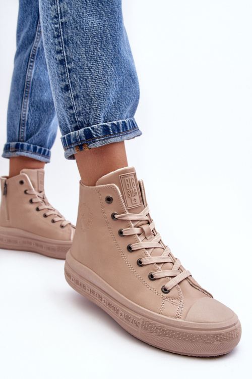 Жіночі кросівки на блискавці з підкладкою, бежеві Big Star MM274022