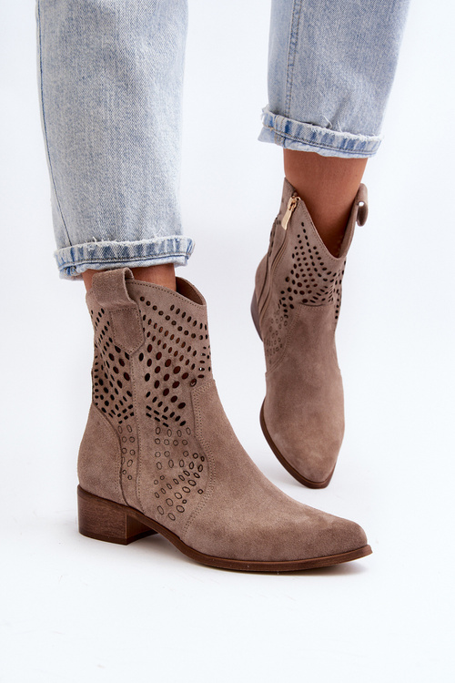 Жіночі ботильйони ажурні на підборах Zazoo 3394/2 Cappuccino