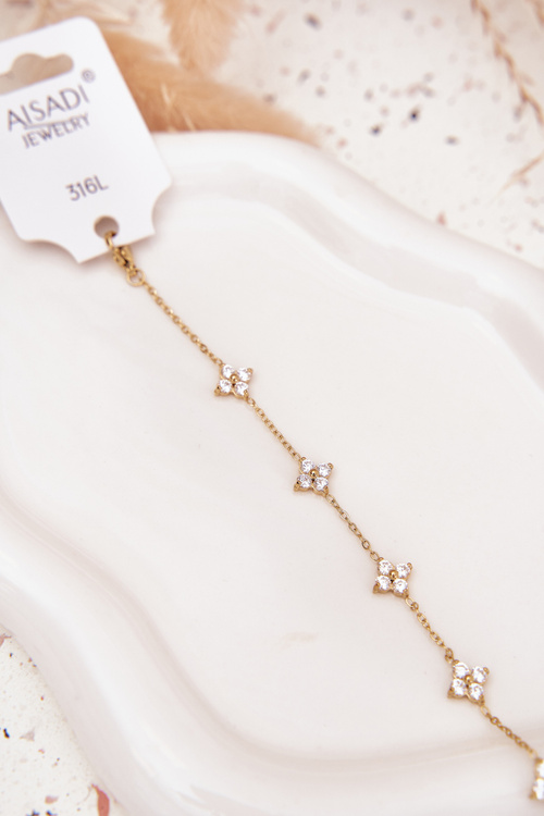 Браслет З Квітками Нержавіюча Сталь Золота