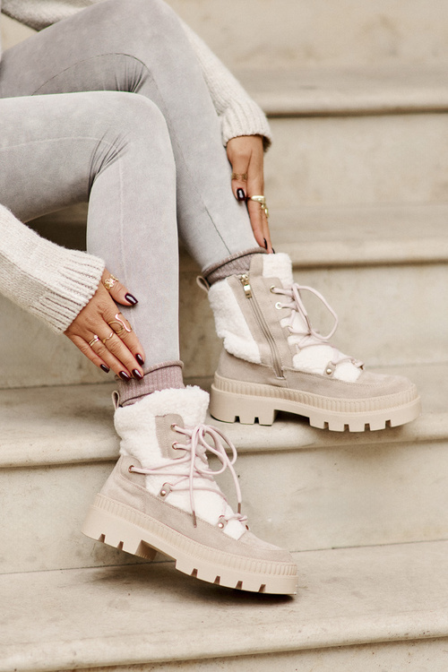 Чоботи з хутром, бежеві Merilana