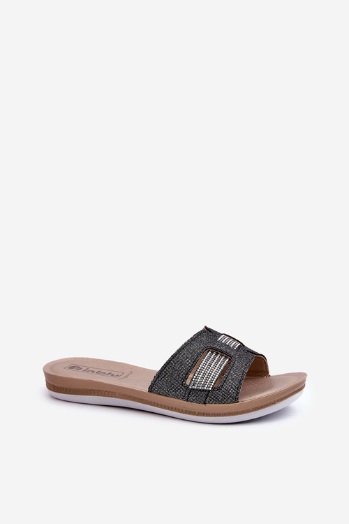 Зручні блискучі жіночі тапочки Inblu BA000050 Чорні