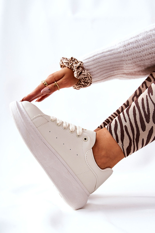 Шкіряні кросівки на платформі бежеві Lemmy