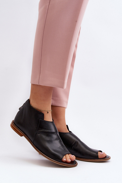 Жіночі шкіряні босоніжки Laura Messi 2443 Чорні