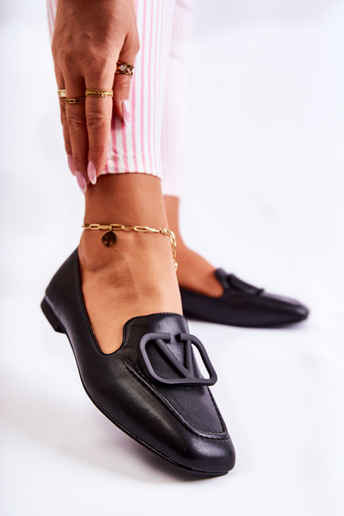 Шкіряні лофери Броги з орнаментом Чорний Hermosa