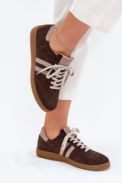 Zazoo N1068 Замшеві Низькі Кросівки Для Жінок Шоколадні