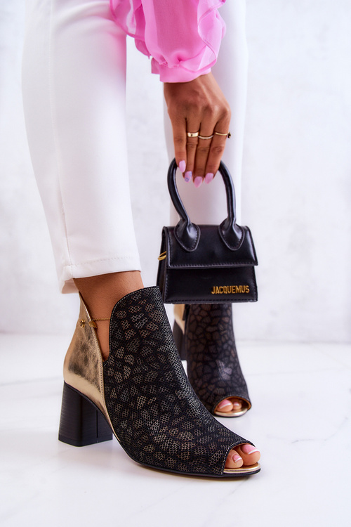 Чоботи шкіряні на пості Maciejka 05507-01 Чорно-золоті