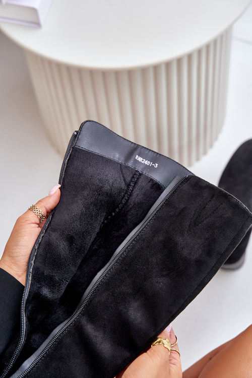 Чоботи на високих підборах з еко-замші Black Izanae