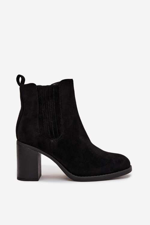 Ізольовані жіночі чоботи на стійкому каблуці чорні Brevina