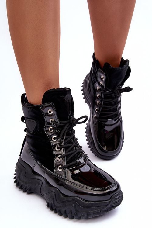 Чоботи жіночі на масивній платформі Lanleh чорного кольору