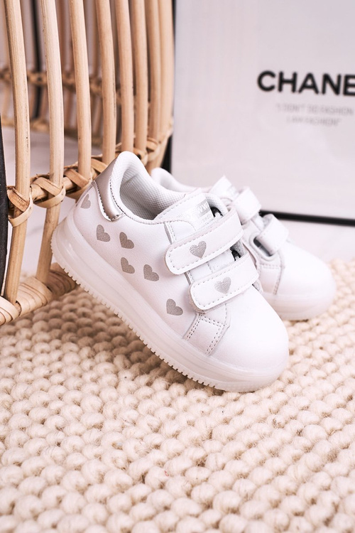 Дитяче спортивне взуття на світлодіодній підошві біло-сріблястий бумер