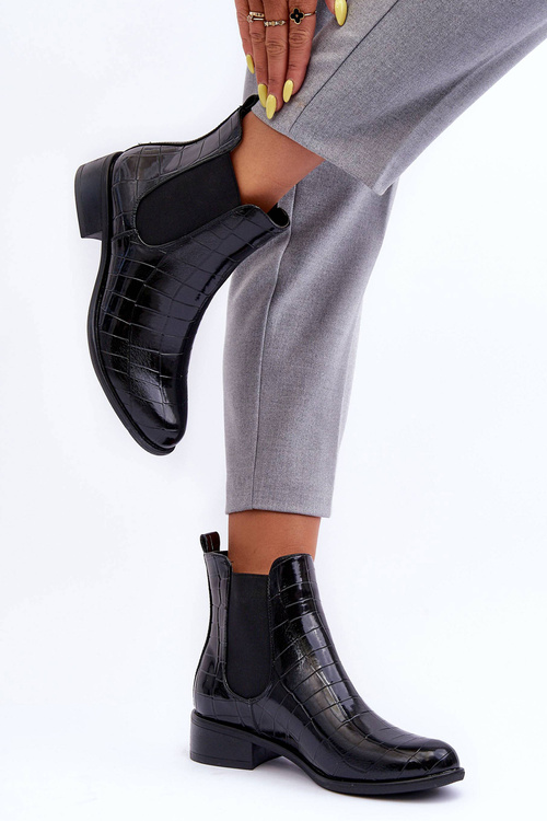 Шкіряні ботильйони Animal Print Black Daina