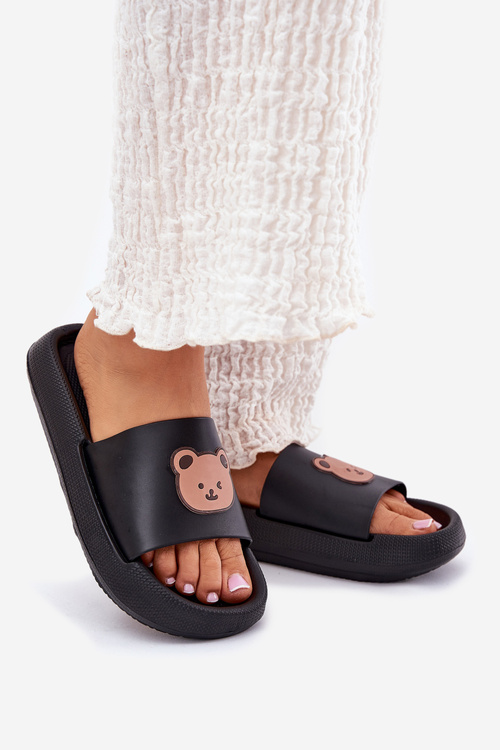 Жіночі Пінні Сандалі З Ведмедем Чорні Lalon