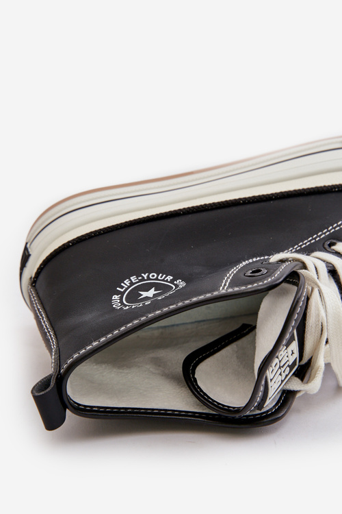 Утеплені жіночі кросівки на платформі з екошкіри Big Star OO274062 Чорні