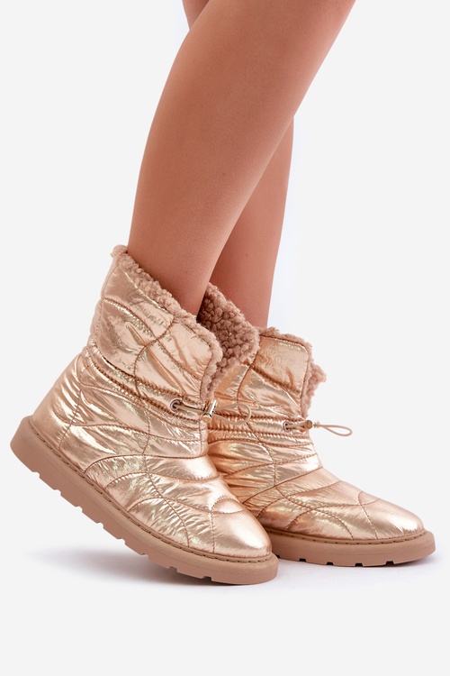 Жіночі зимові черевики на шнурку, утеплені хутром на овчині, рожеве золото Vamidra