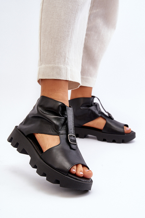 Шкіряні жіночі босоніжки Zazoo 999 із золотою блискавкою