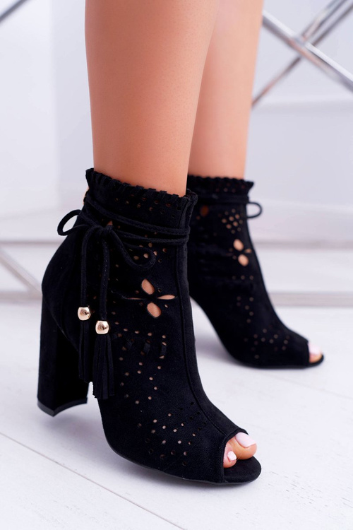 Жіночі чоботи на шпильці замшеві чорні Corinne