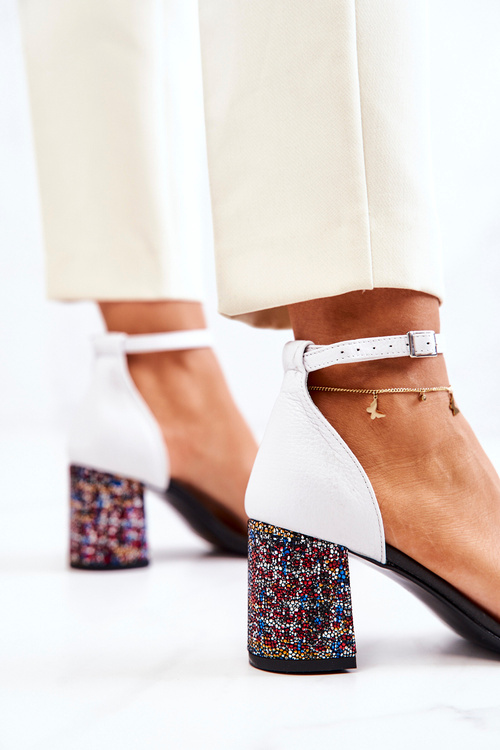 Чорно-білі шкіряні босоніжки Lorene