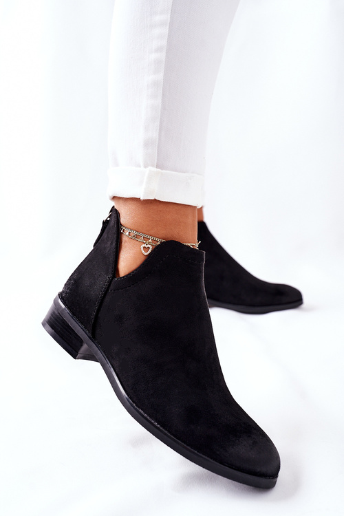 Чоботи жіночі замшеві утеплені чорні Joaliene