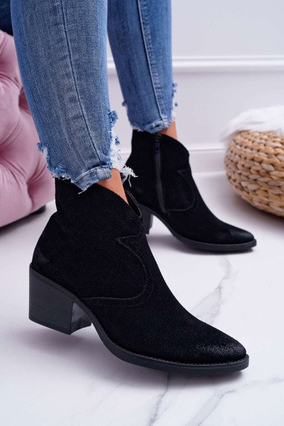 Жіночі замшеві ковбойські чоботи чорні Barski 1638