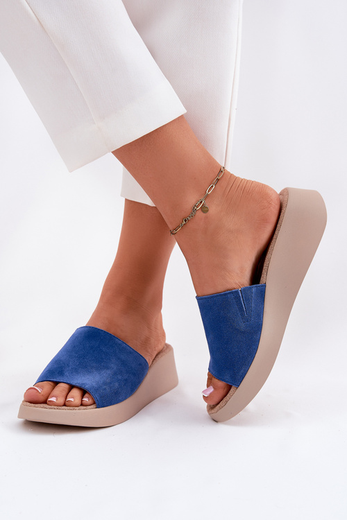 Жіночі Замшеві Сандалі На Каблуку Panto Fino Сині RR267041