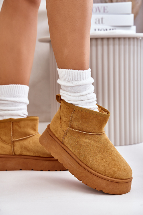 Низькі жіночі зимові черевики на платформі, утеплені хутром Camel Saldren