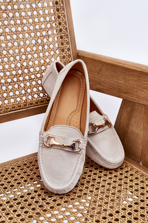 Класичні замшеві лофери з прикрасами сірого кольору Arla