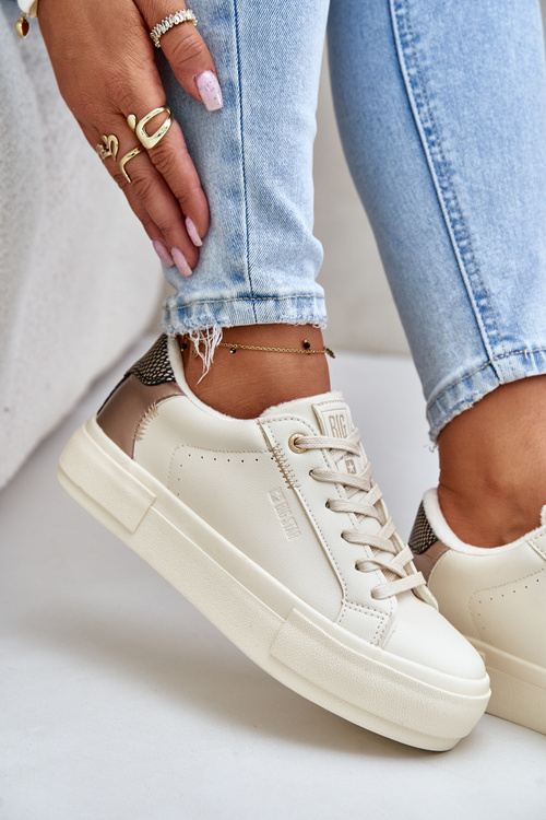 Теплі жіночі кросівки на платформі Big Star OO274A454 бежевого кольору