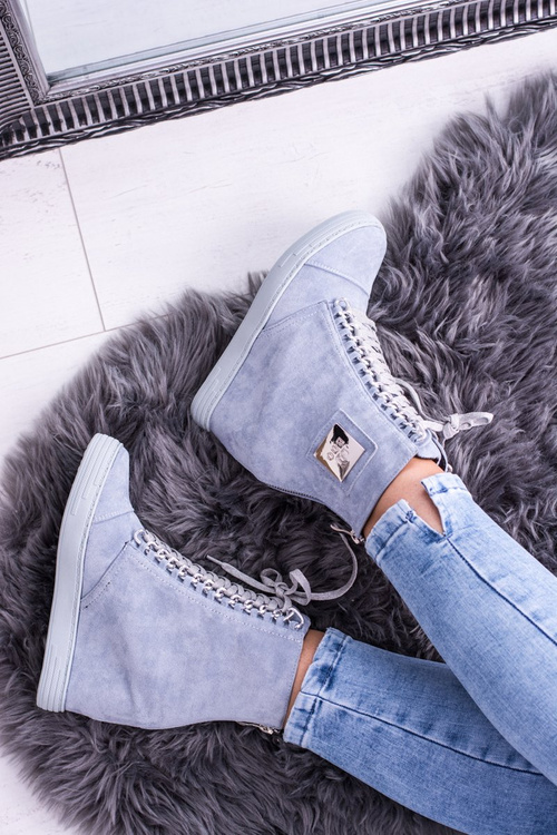 Жіночі кросівки Lu Boo з ланцюжками замшеві блакитні Monica