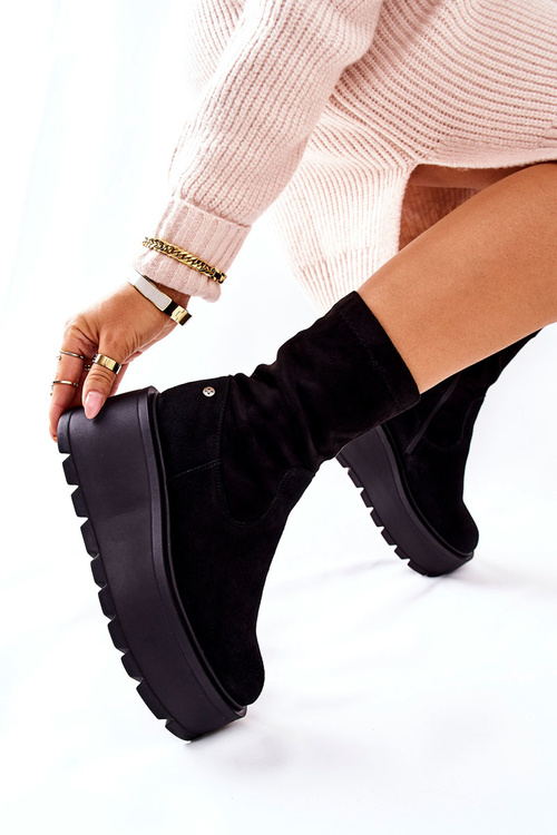 Замшеві черевики на платформі Maciejka Чорні 05319-01