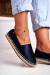 Жіночі еспадрільї з плетеною підошвою темно-синього кольору з великою зіркою DD274A147