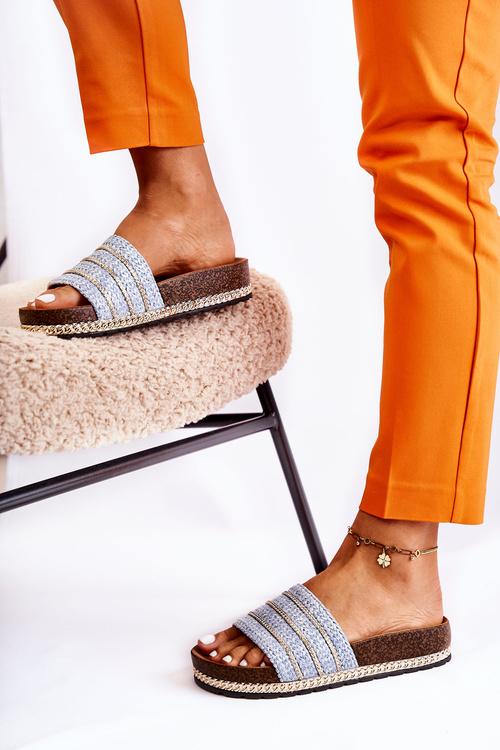 Жіночі класичні тапочки на ланцюжку Blue Maddy