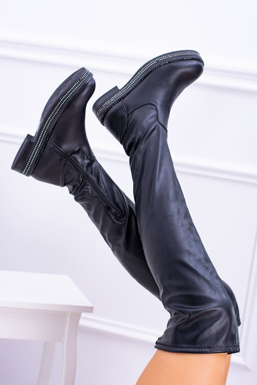 Жіночі чоботи на плоскій підошві Чорні Малата