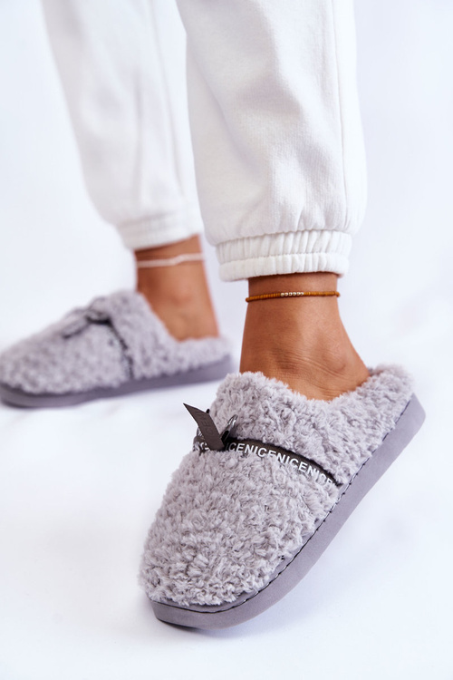 Жіночі хутряні тапочки з бантом сірі Ryana
