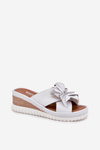 Шкіряні Жіночі Сандалі На Платформі З Декоративною Квіткою Artiker Біло-Сріблясті 54C0538