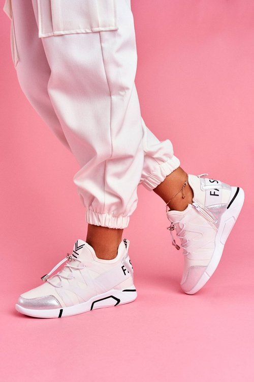 Спортивні жіночі туфлі на блискавці та підтягуванні, білі терфіни