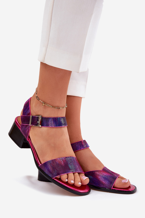 Жіночі шкіряні босоніжки на підборах Maciejka 06551-15 Фуксія