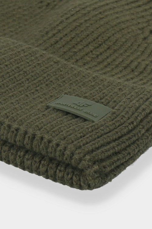 Чоловіча зимова шапка з логотипом 4F 4FAW23ACAPM311-43S Хакі