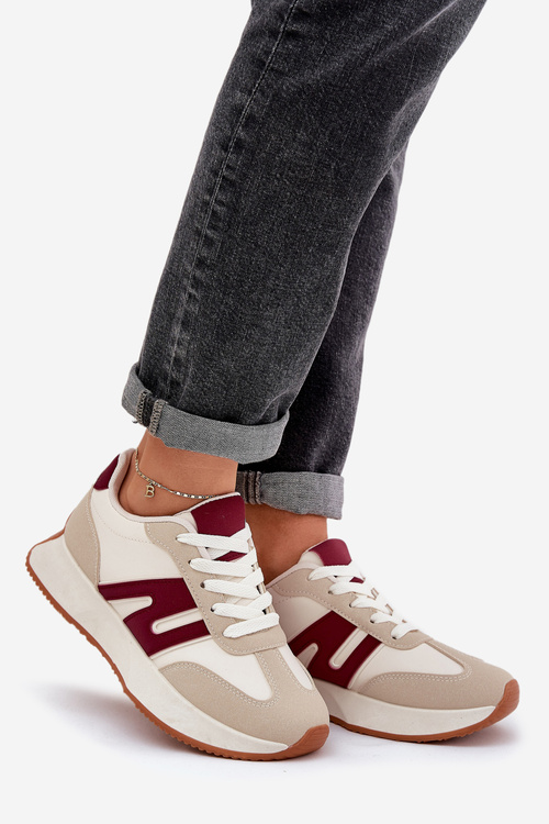 Жіночі Спортивне Взуття На Платформі Бежево-Червоне Emidi