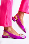 Замшеві балетки на високих підборах з декором темно-рожевий Elena 