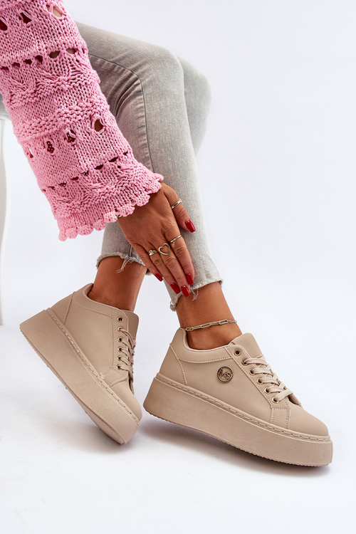 Жіночі кросівки на платформі бежевого кольору Eshen