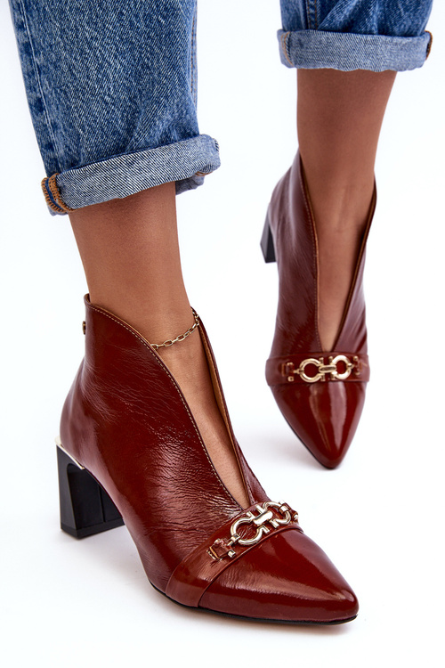 Шкіряні ботильйони на підборах Maciejka 05262-02 Коричневий