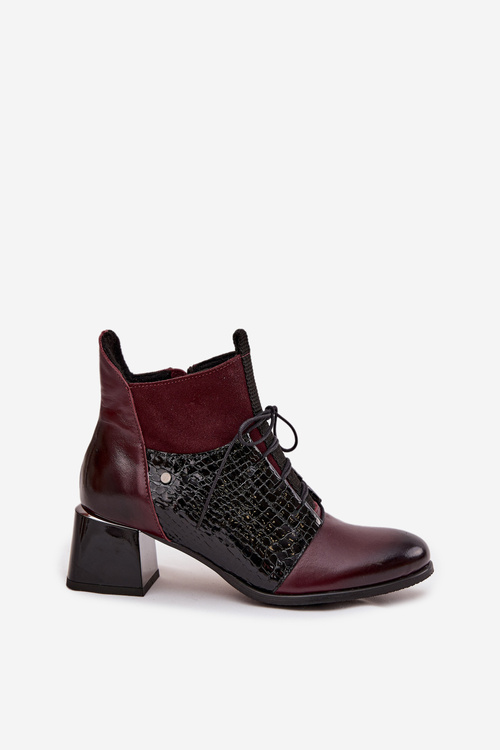 Zazoo 60503 Шкіряні чоботи на підборах із ізоляцією Бордо