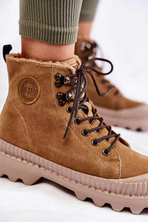 Замшеві теплі черевики Big Star KK274521 Бежеві