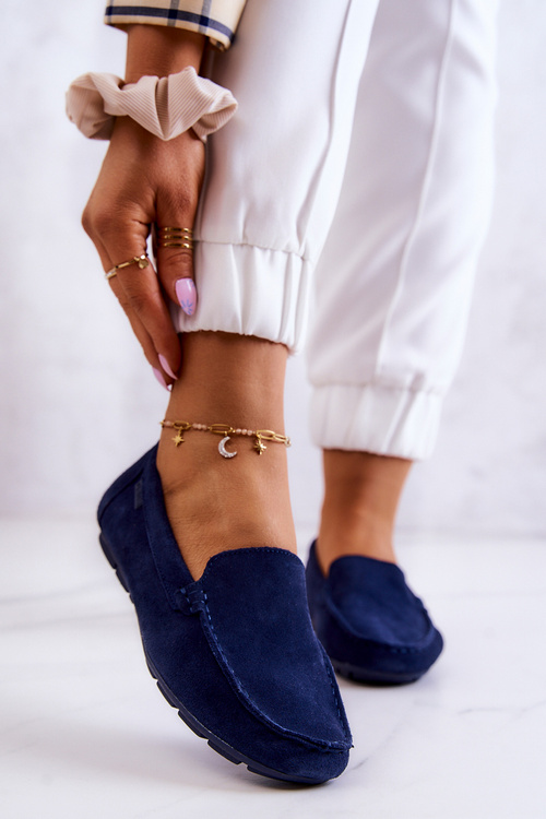 Жіночі замшеві лофери Big Star JJ274659 Темно-сині