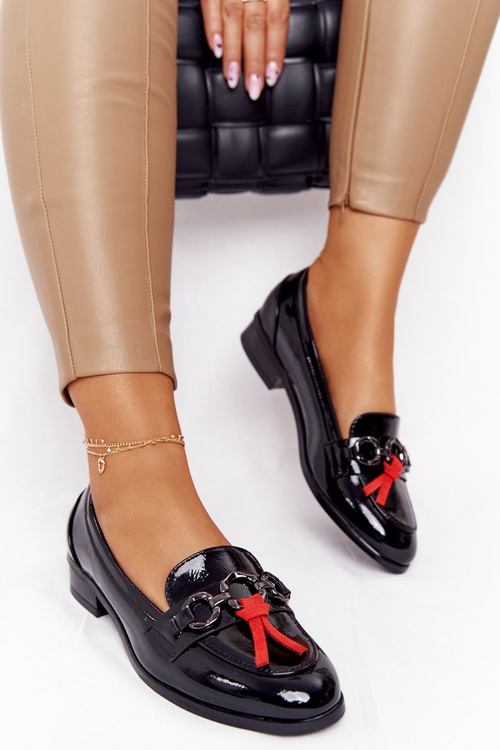 Елегантні жіночі лофери Vinceza 10585 лаковані чорні