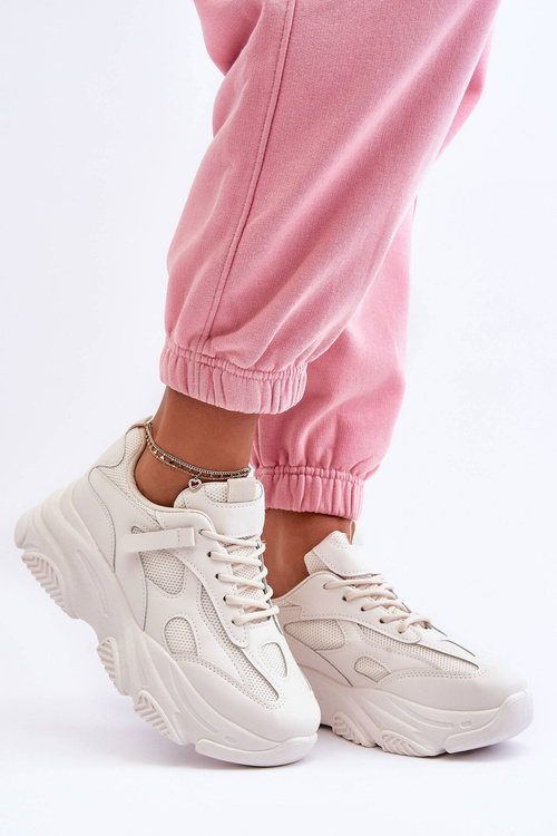 Жіночі кросівки на масивній платформі бежеві Agnenia