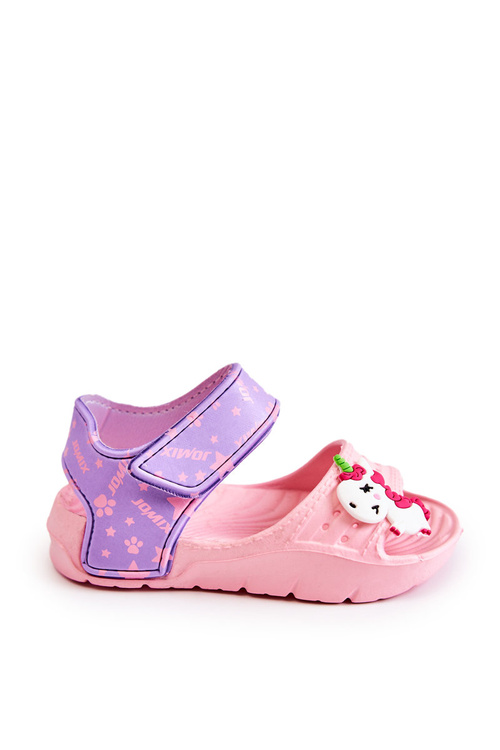 Дитячі світлі босоніжки з декором Рожево-фіолетові Trusty