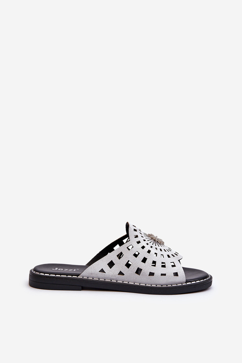 Блискучі жіночі сандалі на плоскій підошві зі срібним орнаментом Ebirena